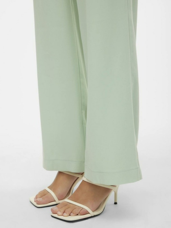 Vero Moda Svijetlozelene ženske široke hlače VERO MODA Carmen