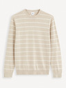Celio Bež muški prugasti osnovni džemper Celio Decoton