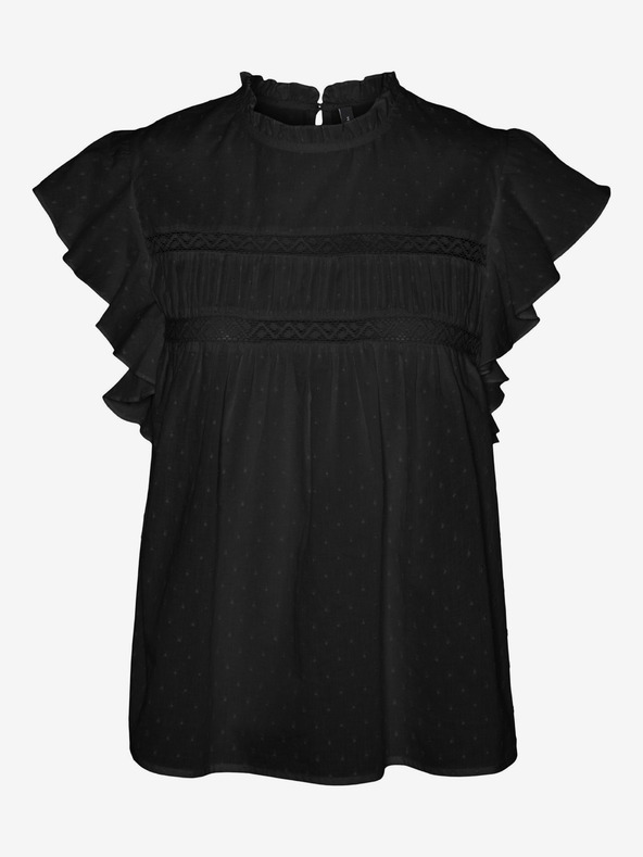 Vero Moda Crna ženska bluza s čipkom Vero Moda Trine