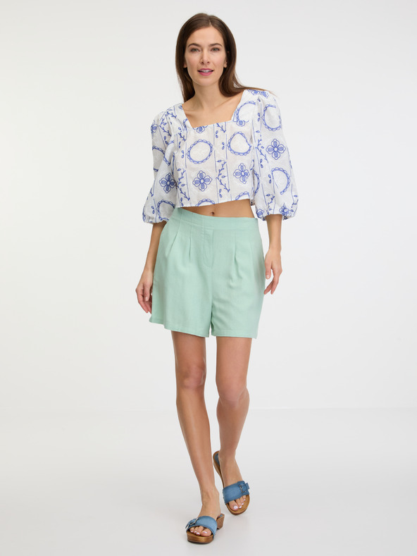 Vero Moda Svetlo zelene ženske kratke hlače sa dodatkom lana Vero Moda Jesmilo
