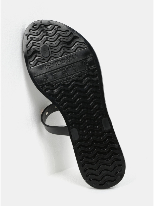 Zaxy Crne sjajne japanke sa zlatnim detaljima Zaxy Spike