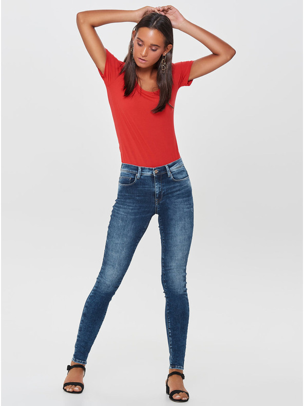 ONLY SAMO plave skinny fit traperice s poderanim efektom