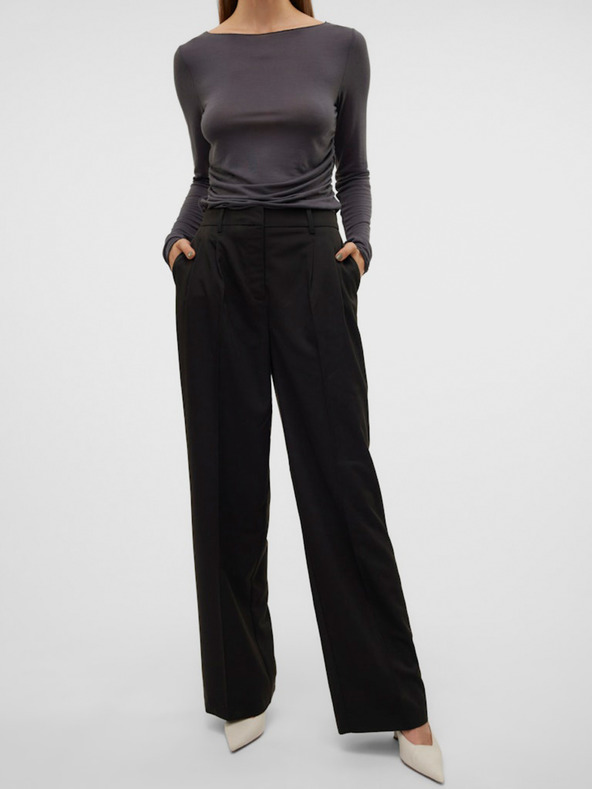 Vero Moda Crne ženske široke hlače Vero Moda Nila