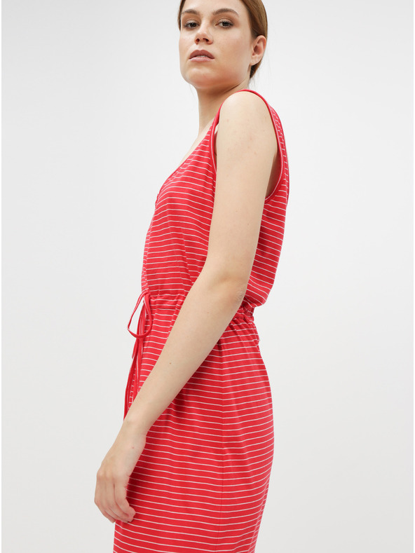 Vero Moda Osnovna maksi haljina na crvene pruge s gumbima i prorezima VERO MODA Daina