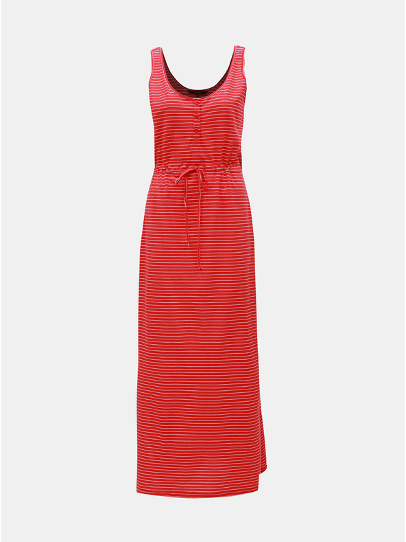 Vero Moda Osnovna maksi haljina na crvene pruge s gumbima i prorezima VERO MODA Daina