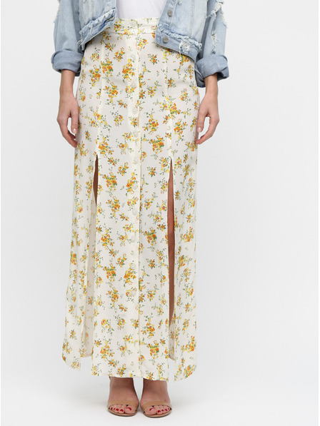 Miss Selfridge Miss Selfridge krem ​​cvjetna maxi suknja s prorezima