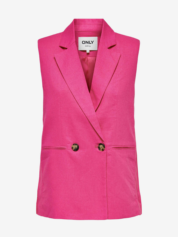 ONLY Tamno ružičasti ženski laneni prsluk ONLY Caro