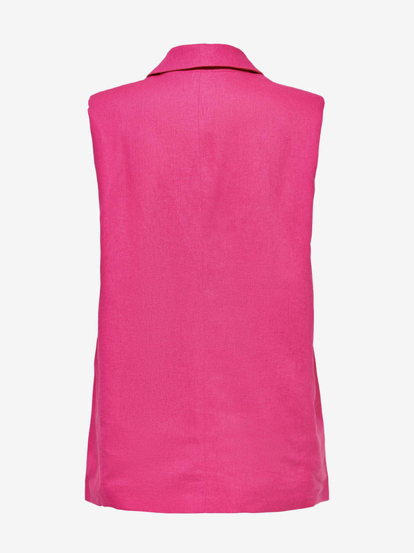 ONLY Tamno ružičasti ženski laneni prsluk ONLY Caro