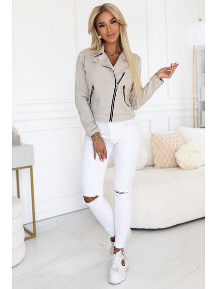 numoco Semiš motoristička jakna s dugim rukavima i patentnim zatvaračima - svijetlo bež