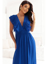 numoco Midi haljine YANA s naboranim volanima i izrezom - modre boje"sirka"