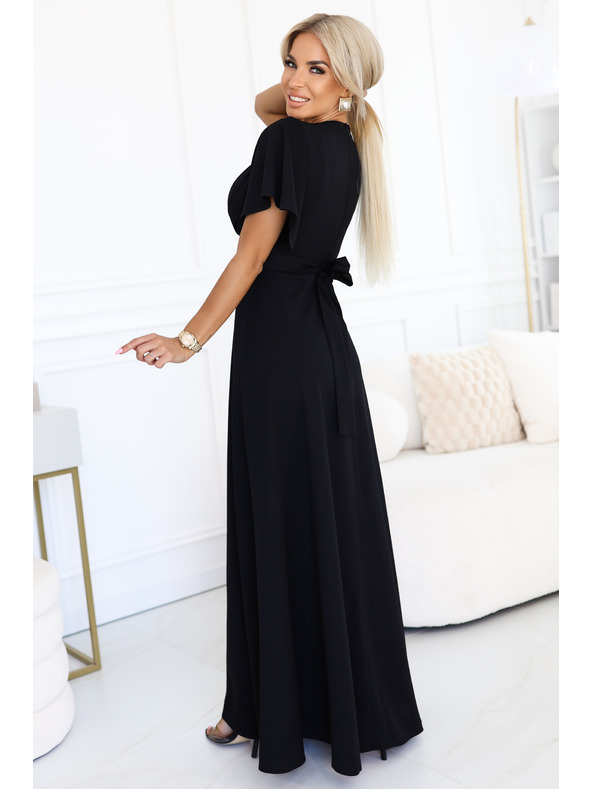 numoco Duge haljine JENNIFER s razrezom - crne