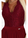 numoco Duge haljine LEA s čipkastim izrezom i razrezom - vinsko crvene