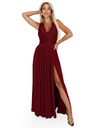 numoco Duge haljine LEA s čipkastim izrezom i razrezom - vinsko crvene