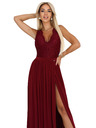 numoco Duge haljine LEA s čipkastim izrezom i razrezom - vinsko crvene