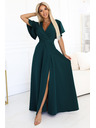 numoco Duge haljine JENNIFER s razrezom - bočasto zelene