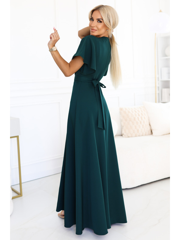 numoco Duge haljine JENNIFER s razrezom - bočasto zelene