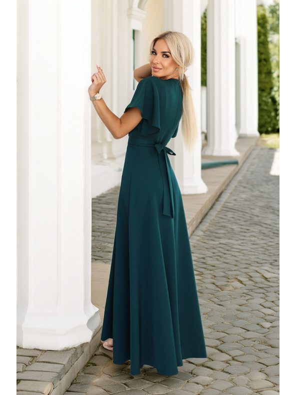 numoco Duge haljine JENNIFER s razrezom - bočasto zelene