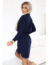 numoco Košuljaste haljine CAMILLE s džepovima i vezivanjem - tamno plave