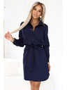 numoco Košuljaste haljine CAMILLE s džepovima i vezivanjem - tamno plave