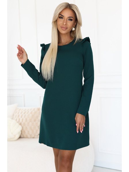 numoco Elegantne haljine NELL s volanima na ramenima - bočasto zelene