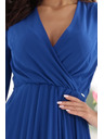 numoco Elegantne nabrane haljine ISABELLE s izrezom i dugim rukavima - modre boje"sirka"