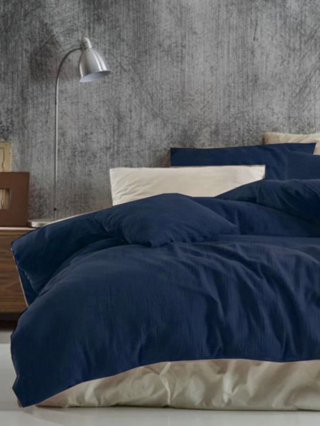 Kvalitex Produžena muslin posteljina 140x220, 70x90cm tamno plava Kvalitex
