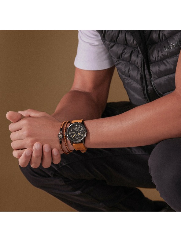 Timberland Muška smeđa kožna dvostruka narukvica Timberland