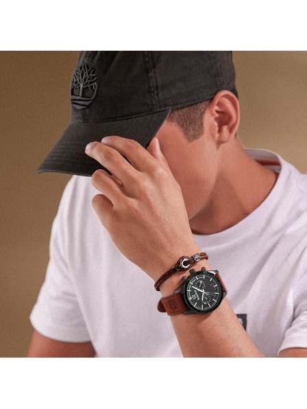 Timberland Muška smeđa kožna narukvica Timberland TDAGB0002502