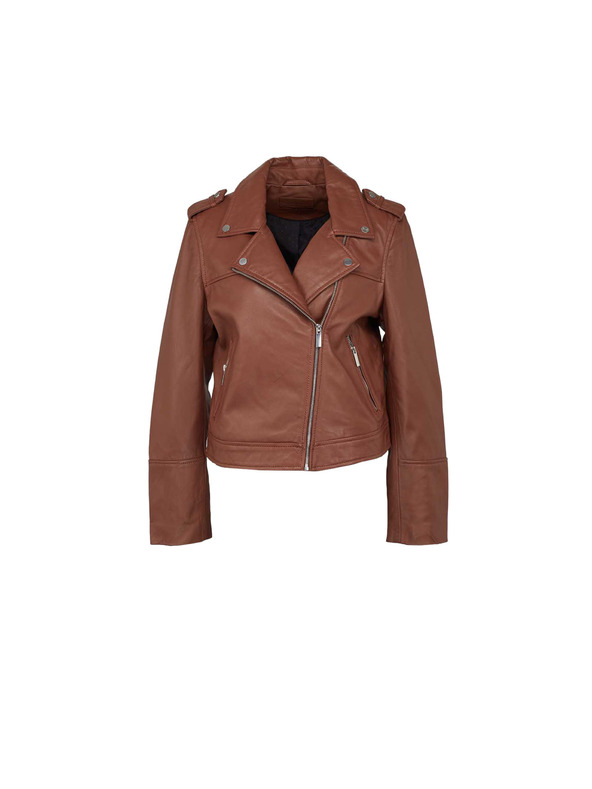 CAMAIEU Smeđa ženska kožna jakna