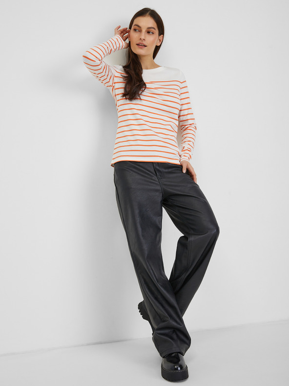 Orsay Narančasto-bijela ženska prugasta majica ORSAY