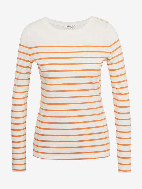 Orsay Narančasto-bijela ženska prugasta majica ORSAY