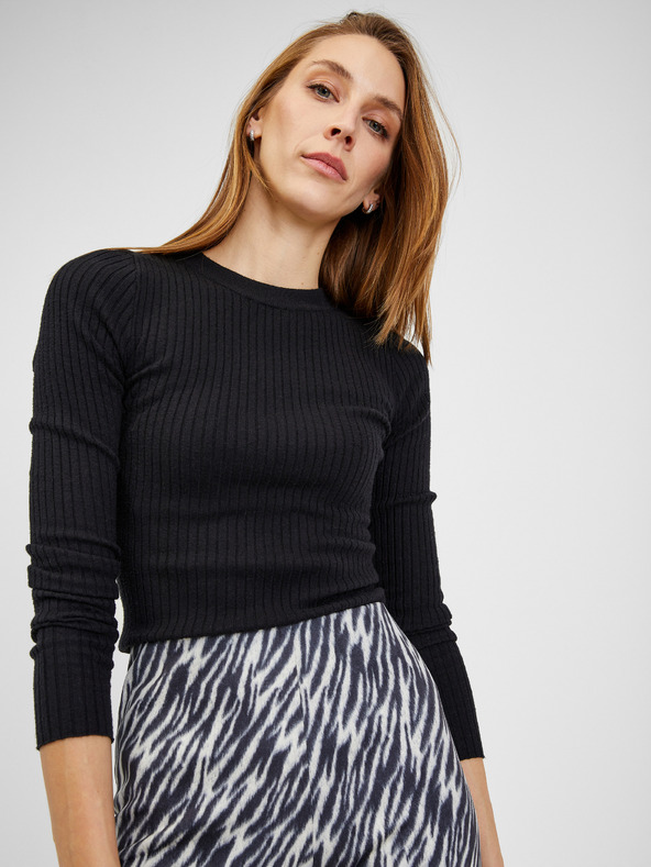 Orsay Bijelo-crne ženske hlače od brušene kože s uzorkom ORSAY