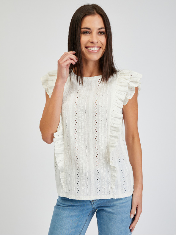 Orsay Bijela ženska majica s volanima ORSAY