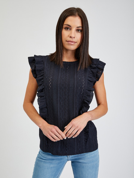 Orsay Tamnoplava ženska majica s volanom ORSAY