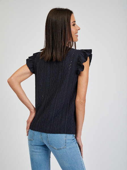 Orsay Tamnoplava ženska majica s volanom ORSAY