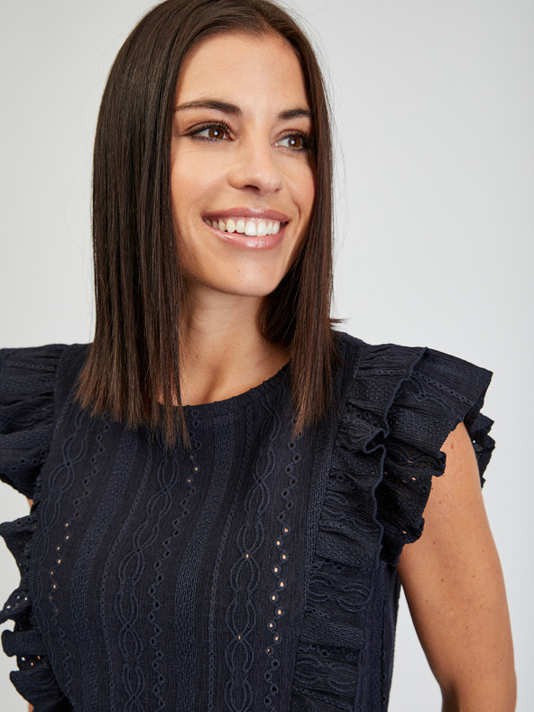 Orsay Tamnoplava ženska majica s volanom ORSAY