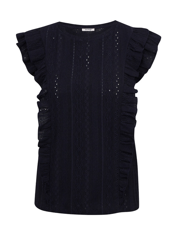 Orsay Tamnoplava ženska majica s volanom ORSAY