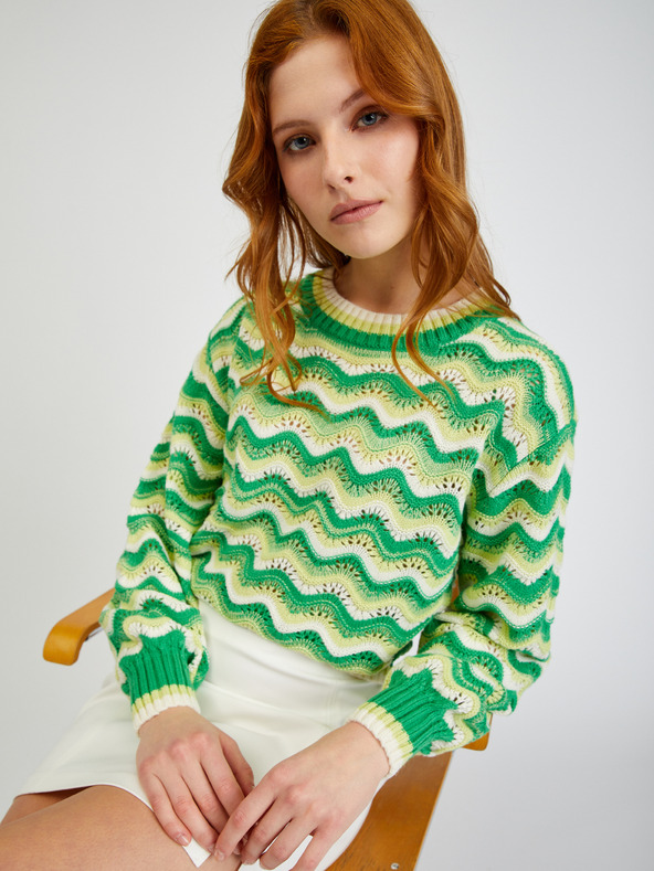 Orsay Žuto-zeleni ženski prugasti pulover ORSAY