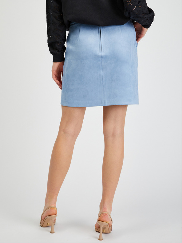 Orsay Svjetloplava ženska suknja od brušene kože ORSAY