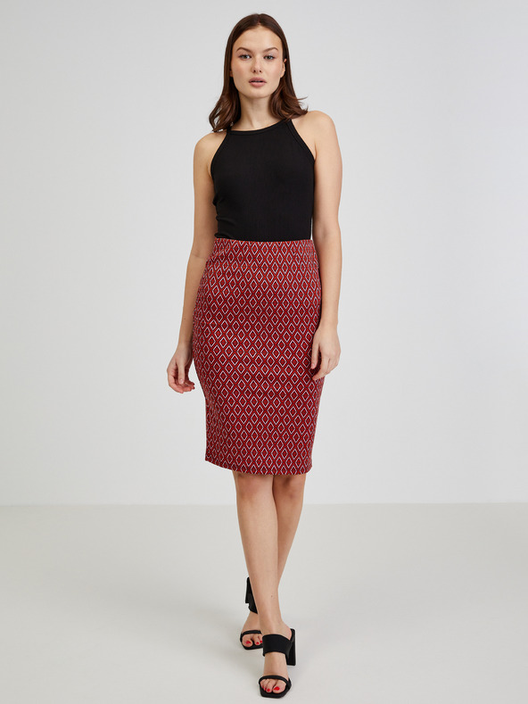 Orsay Crvena ženska uska suknja s uzorkom ORSAY