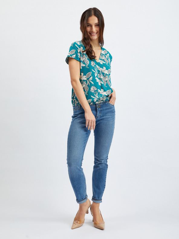 Orsay Petrolej plava ženska bluza cvjetnog uzorka ORSAY