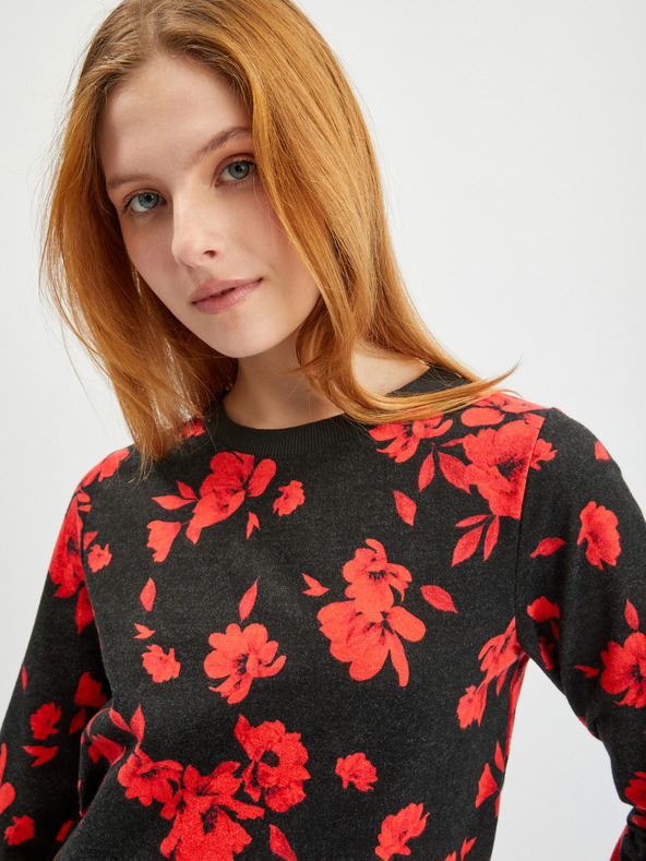 Orsay Crveno-crna ženska sportska majica cvjetnog uzorka ORSAY