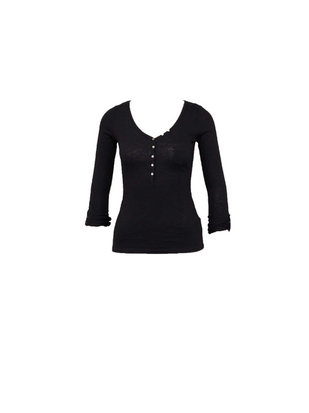 CAMAIEU Crna majica s gumbima CAMAIEU