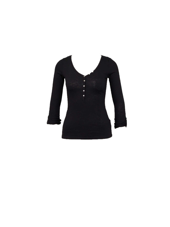 CAMAIEU Crna majica s gumbima CAMAIEU