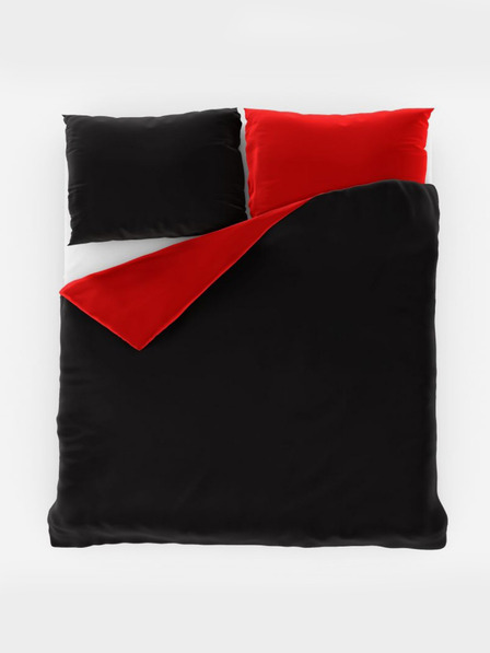 Kvalitex Satenski francuski komplet posteljine LUXURY COLLECTION 1+2, 240x200, 70x90cm crveno / crno Kvalitex