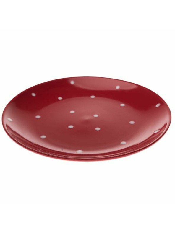 Casa de Engel Keramički tanjur - crveni s točkicama, 12/24