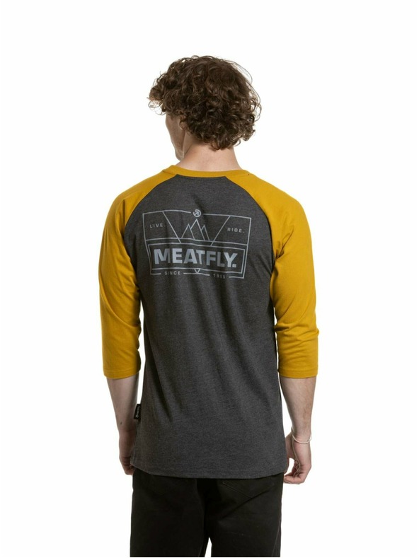 Meatfly Meatfly muška majica dugih rukava Kennedy Raglan Charcoal Heather / Mustard | Siva