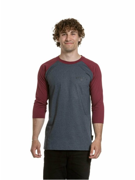 Meatfly Meatfly muška majica dugih rukava Kennedy Raglan Navy Heather / Dark Wine | Crvena