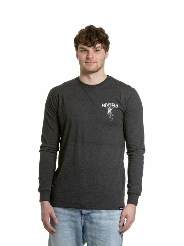 Meatfly Meatfly muška majica dugih rukava Julien Charcoal Heather Skeleton | Siva