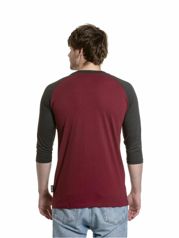Meatfly Meatfly muška majica dugih rukava Reagan Raglan Dark Wine / Charcoal Heather | Siva